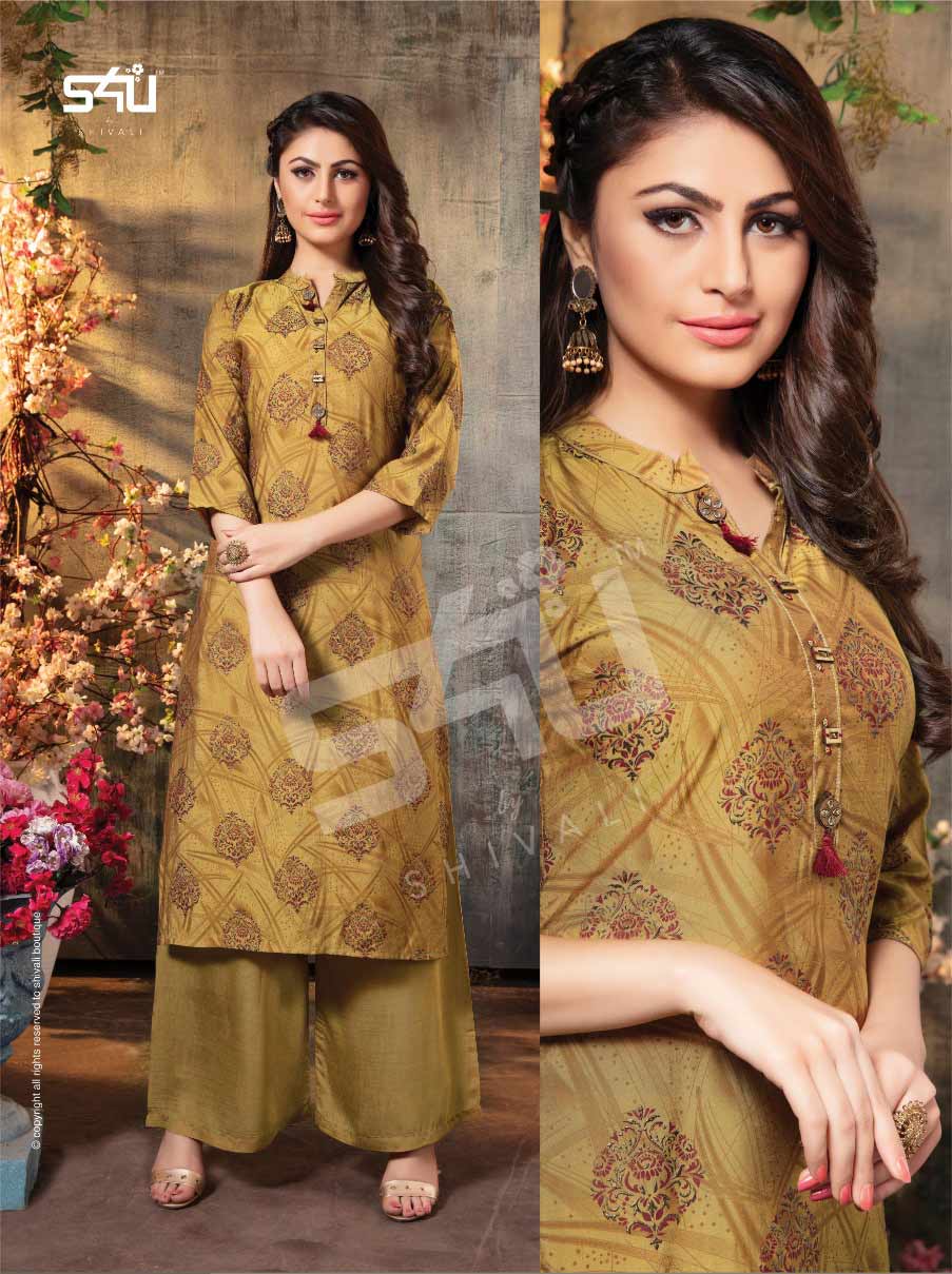 S4U Womaniya Vol -14 Cotton Silk Kurti With Palazzo S4U Womaniya Vol -14 Cotton Silk Kurti With Palazzo
